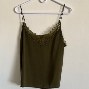 Green Sleeveless Lace Camisole Top